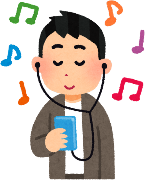 Illustration of a Man Listening to Music with Wired Earphones