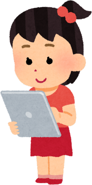 Illustration of a Young Girl Holding a Tablet