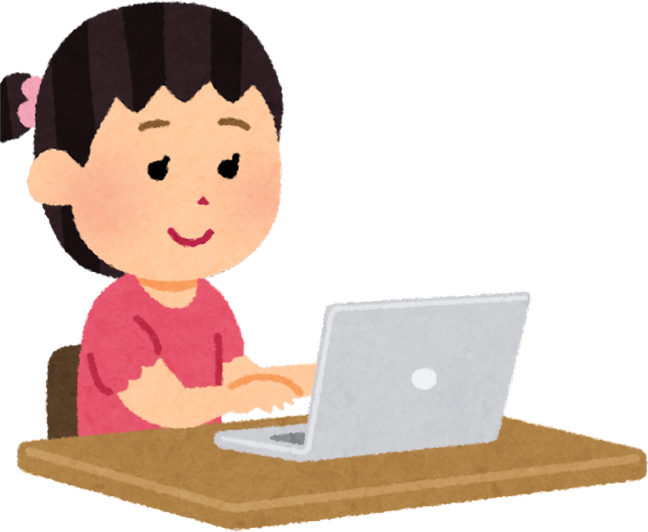 Illustration of a Little Girl Using a Laptop