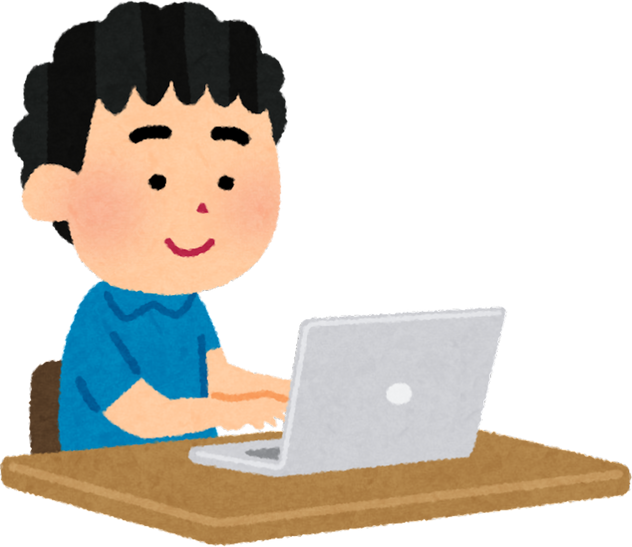 Illustration of a Young Boy Using a Laptop at a Desk
