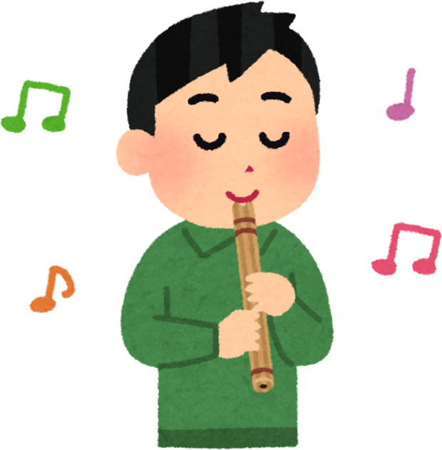 Illustration of a Male Playing a Traditional Flute