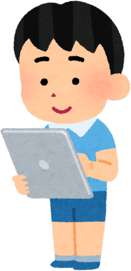 Illustration of a Young Boy Using a Tablet